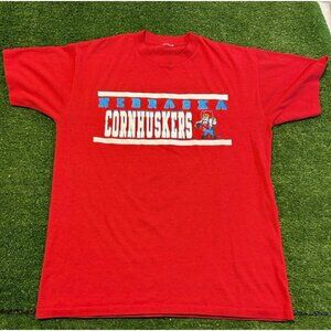 Vintage Nebraska Cornhuskers shirt mens medium red white short sleeve football